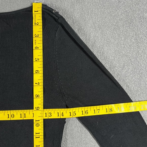 Sweaterworks Black Sparkle Sequin Embellished‎ Knit Long Sleeve Top Medium - Picture 10 of 10